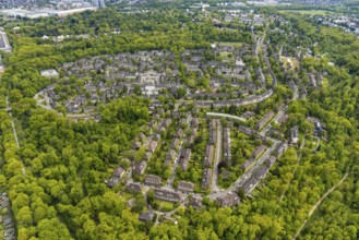 Aerial view, garden city Margarethenhöhe, Essen, Ruhr area, North Rhine-Westphalia, Germany, DE,