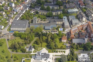 Aerial view, construction site at Theodor-Heuss-Gymnasium, Kettwig, Essen, Ruhr area, North