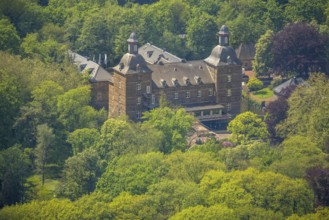 Aerial view, Schlosshotel Hugenpoet, Kettwig, Essen, Ruhr area, North Rhine-Westphalia, Germany,