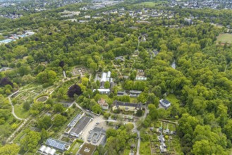 Aerial view, Grugapark, Botanical Garden of the University of Duisburg / Essen, Horticultural