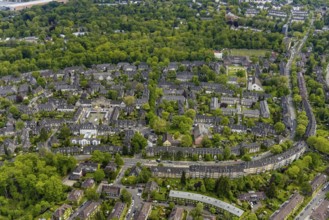 Aerial view, garden city Margarethenhöhe, Essen, Ruhr area, North Rhine-Westphalia, Germany, DE,