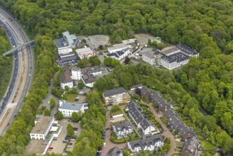 Aerial view, commercial area Heinrich-Held-Straße, Essen-Rüttenscheid, Essen, Ruhr area, North