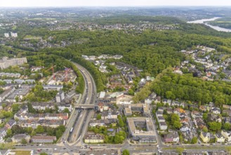 Aerial view, Bredeneyer Tor, construction site apartment buildings Manfredstraße at the motorway