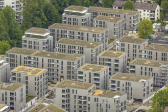 Aerial view, new construction, construction area Parc Dunant, residential quarter,