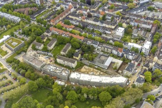 Aerial view, RüBogen construction site and new construction residential buildings in Gummertstraße,