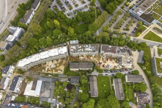 Aerial view, RüBogen construction site and new construction residential buildings in Gummertstraße,