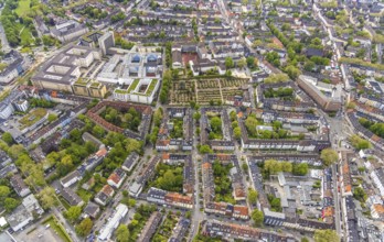 Aerial view, correctional facility Essen, Essen-Rüttenscheid, Essen-Rühlefriedhof, Essen, Ruhr