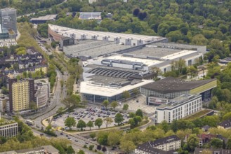 Aerial view, Grugahalle, Essen-Rüttenscheid, Essen, Ruhr area, North Rhine-Westphalia, Germany, DE,