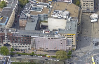 Aerial view, Rathausstraße and Willy-Brandt-Platz at Essen central station, city centre, Essen,