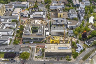 Aerial view, University Hospital Essen, construction site at the building institute group 1,