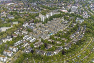 Aerial view, new construction, construction area Parc Dunant, residential quarter,
