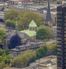 Aerial view, city hall and Essen Cathedral, city centre, Essen, Ruhr area, North Rhine-Westphalia,