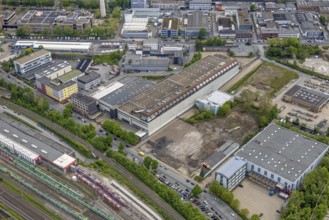 Aerial view, planned logistics park, former printing centre of Funke Mediengruppe,