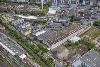Aerial view, planned logistics park, former printing centre of Funke Mediengruppe,