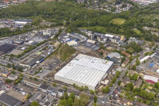 Aerial view, new building and construction site at the corner of Burggrafenstraße and Elisenstraße,