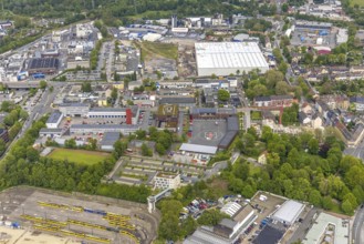 Aerial view, new building and construction site at the corner of Burggrafenstraße and Elisenstraße,