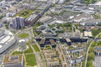 Aerial view, Funke Mediengruppe headquarters, Jakob-Funke-Platz 1, Green Centre Essen, Westviertel,