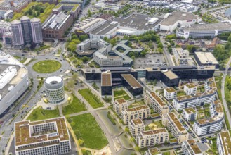 Aerial view, Funke Mediengruppe headquarters, Jakob-Funke-Platz 1, Green Centre Essen, Westviertel,
