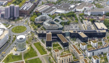 Aerial view, Funke Mediengruppe headquarters, Jakob-Funke-Platz 1, Green Centre Essen, Westviertel,