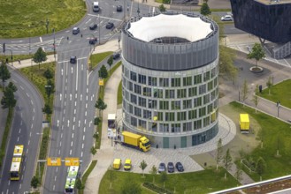 Aerial view, Funke Mediengruppe headquarters, Jakob-Funke-Platz 1, Westviertel, Essen, Ruhr area,