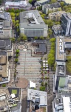 Aerial view, Kennedyplatz with radiation mast, city centre, Essen, Ruhr area, North