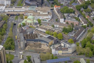 Aerial view, cultural centre Old Synagogue, city centre, Essen, Ruhr area, North Rhine-Westphalia,
