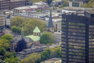 Aerial view, city hall and Essen Cathedral, city centre, Essen, Ruhr area, North Rhine-Westphalia,