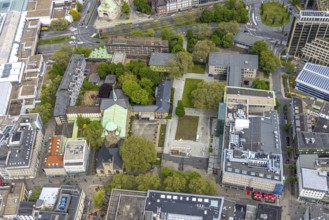 Aerial view, Essen Cathedral, Lichtburg building, Essen Adult Education Centre, city centre, Essen,