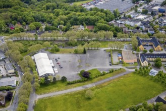 Aerial view, MEDION factory outlet, Schönscheidtstraße, Essen-Kray, Essen, Ruhr area, North