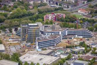 Aerial view, new construction and construction site ALDI-Nord Campus, Eckenbergstraße, Hängebank,