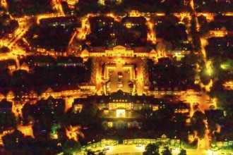 Aerial view, Kleiner Markt with Schatzgräberbrunnen, Mintrops Stadt Hotel Margarethenhöhe,