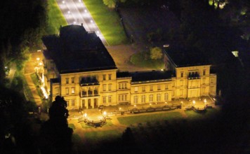 Aerial view, Villa Hügel, Bredeney, Essen, Ruhr area, North Rhine-Westphalia, Germany, outdoor