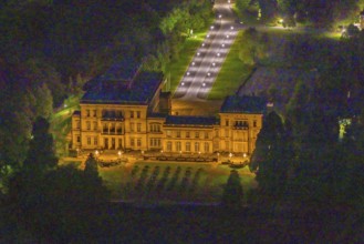 Aerial view, Villa Hügel, Bredeney, Essen, Ruhr area, North Rhine-Westphalia, Germany, outdoor