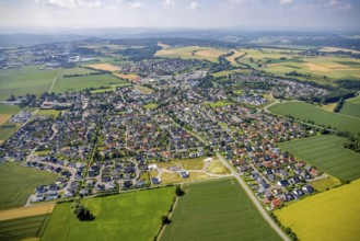 Aerial view, local view with construction site and new building houses at Ruhner Weg, Bremen, Ense,