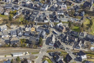 Aerial view, town centre Erndtebrück, Siegerland, North Rhine-Westphalia, Germany, DE, Erndtebrück,