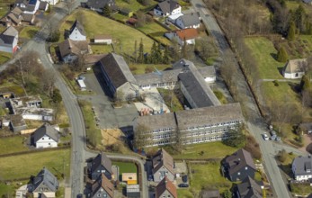 Aerial photo, secondary school, Erndtebrück, Siegerland, North Rhine-Westphalia, Germany,