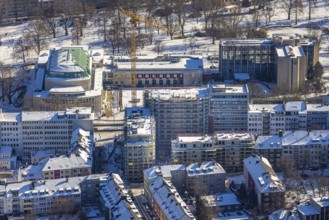 Aerial view, Philharmonie Essen, Sheraton Essen Hotel, construction site, new building complex with