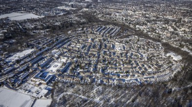 Aerial view, garden city Margarethenhöhe, Essen, Ruhr area, North Rhine-Westphalia, Germany, DE,