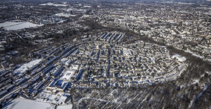 Aerial view, garden city Margarethenhöhe, Essen, Ruhr area, North Rhine-Westphalia, Germany, DE,