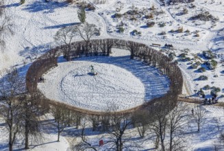 Aerial view, tree circle, Margarethenhöhe, Essen, Ruhr area, North Rhine-Westphalia, Germany, trees