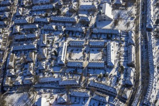 Aerial view, Garden City Margarethenhöhe, Robert-Schmohl-Platz, Essen, Ruhr area, North