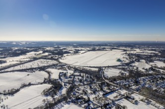 Aerial photo, Airport Essen / Mülheim in winter, Haarzopf, Essen, Ruhr area, North