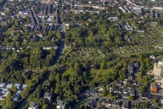 Aerial view, Bulmker Park at Florastrasse in the district Gelsenkirchen-Bulmke-Hüllen in