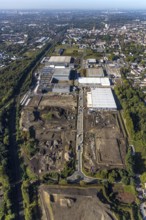 Aerial view, construction site industrial estate Europastraße with bilstein group logistics centre