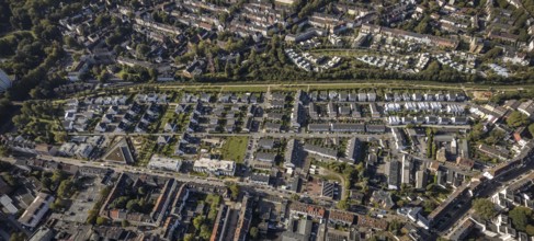 Aerial view, terraced house housing estate between Feldahornstraße and Rheinische Straße in the