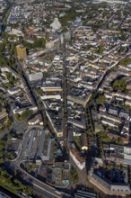 Aerial view, Bahnhofstraße pedestrian zone and St. Augustine's Provost Church at