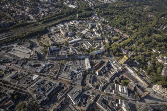 Aerial view, Bahnhofstraße pedestrian zone with Galeria Kaufhof building in the Altstadt district