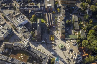Aerial view, Heinrich-König-Platz in the city centre with Old Tower and Provost Church of St.