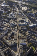 Aerial view, Bahnhofstraße pedestrian zone with Galeria Kaufhof building in the Altstadt district