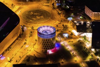 Aerial view, Funke Kiosk Tower at Berliner Platz, Westviertel, Essen, Ruhr area, North